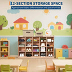 COZONY 47 Mobile con Ripiani a Scomparsa e 4 Ruote, Contenitori Organizer con 2 Box, Libreria per Casa, Scuola e Asilo
