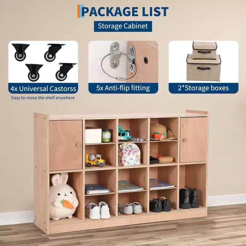 COZONY 47 Mobile con Ripiani a Scomparsa e 4 Ruote, Contenitori Organizer con 2 Box, Libreria per Casa, Scuola e Asilo