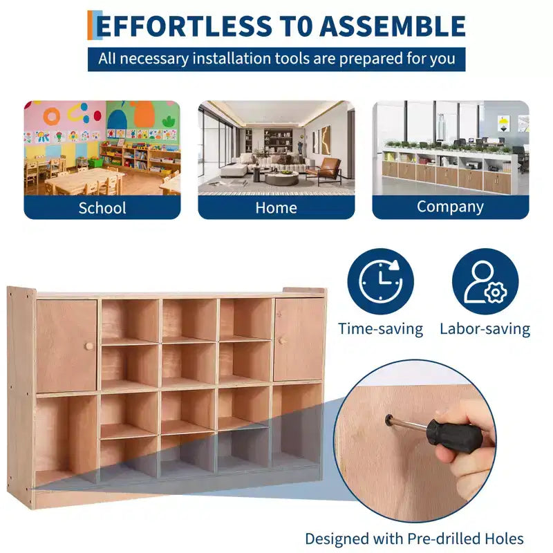 COZONY 47 Mobile con Ripiani a Scomparsa e 4 Ruote, Contenitori Organizer con 2 Box, Libreria per Casa, Scuola e Asilo