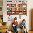 COZONY 47 Mobile con Ripiani a Scomparsa e 4 Ruote, Contenitori Organizer con 2 Box, Libreria per Casa, Scuola e Asilo
