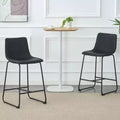 Okak Retro Suede Bar Stools Set of 2, Counter Stools with Iron Footrest, Comfy Kitchen Chair for Kitchen Island