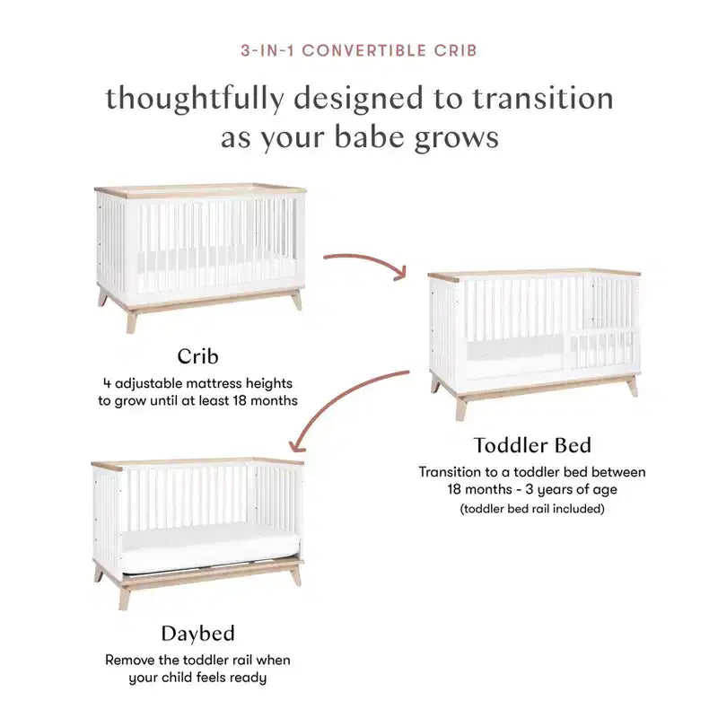 Culla convertibile 3-in-1 Babyletto Scoot con kit di conversione per lettino per bambini