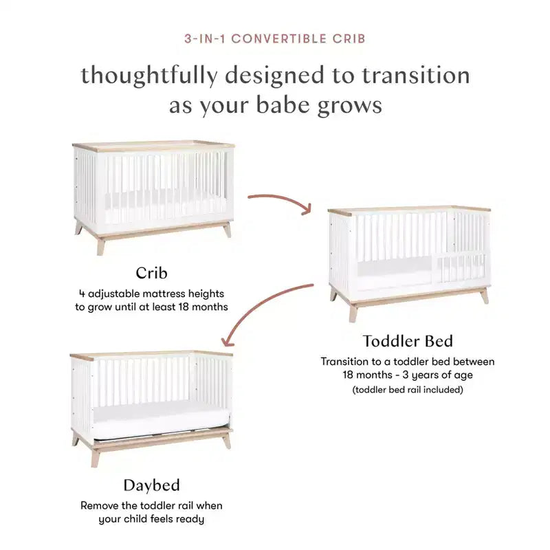 Culla convertibile 3-in-1 Babyletto Scoot con kit di conversione per lettino per bambini