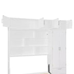Letto a parete a scomparsa Queen Murphy con armadio, letto a scomparsa Queen Size con armadio contenitore e ripiani per camera degli ospiti