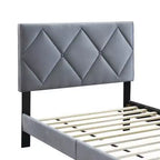 Letto Matrimoniale Royal Hampton, Rivestimento in Velluto Grigio Trapuntato, Impuntura a Rombo