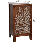 Tavolino d'appoggio eHemco Tropical Monstera con Accento per Porta, Stile Moderno Retrò, 16,5 x 14 x 31 Pollici, Finitura Noce Antico