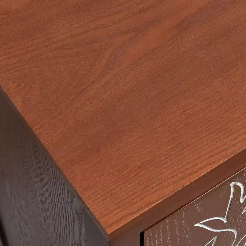 Tavolino d'appoggio eHemco Tropical Monstera con Accento per Porta, Stile Moderno Retrò, 16,5 x 14 x 31 Pollici, Finitura Noce Antico