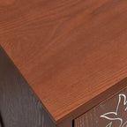 Tavolino d'appoggio eHemco Tropical Monstera con Accento per Porta, Stile Moderno Retrò, 16,5 x 14 x 31 Pollici, Finitura Noce Antico