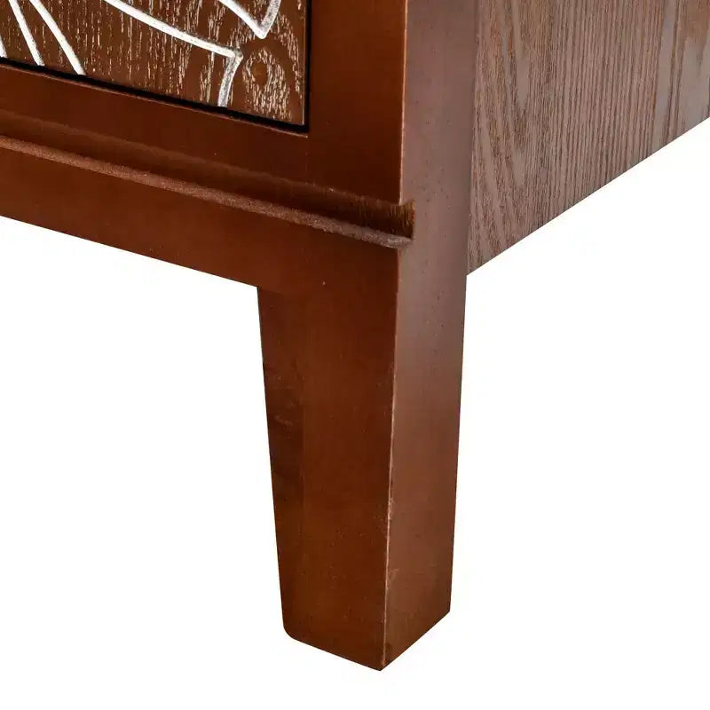 Tavolino d'appoggio eHemco Tropical Monstera con Accento per Porta, Stile Moderno Retrò, 16,5 x 14 x 31 Pollici, Finitura Noce Antico