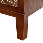 Tavolino d'appoggio eHemco Tropical Monstera con Accento per Porta, Stile Moderno Retrò, 16,5 x 14 x 31 Pollici, Finitura Noce Antico