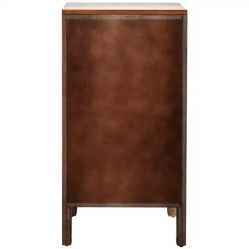 Tavolino d'appoggio eHemco Tropical Monstera con Accento per Porta, Stile Moderno Retrò, 16,5 x 14 x 31 Pollici, Finitura Noce Antico
