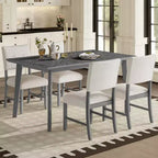 5 Piece Dining Table Set, Rustic Farmhouse Kitchen Table & 4 Upholstered Chairs - ModernLuxe