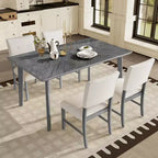 Set da pranzo da 5 pezzi, tavolo da cucina rustico stile coloniale e 4 sedie imbottite - ModernLuxe
