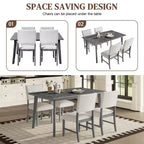 Set da pranzo da 5 pezzi, tavolo da cucina rustico stile coloniale e 4 sedie imbottite - ModernLuxe