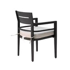 Sedia da pranzo in teak per esterni con cuscino, adatta per patii, spazi esterni, balconi, portici, giardini e verande