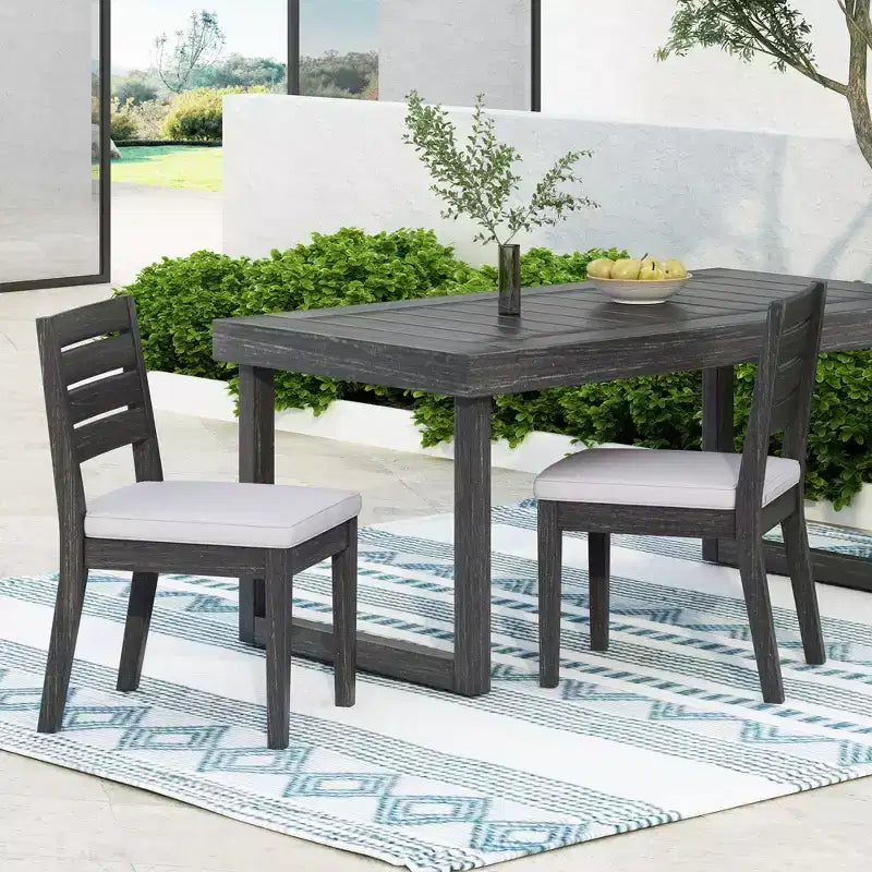 Sedia da pranzo in teak per esterni con cuscino, adatta per patii, spazi esterni, balconi, portici, giardini e verande