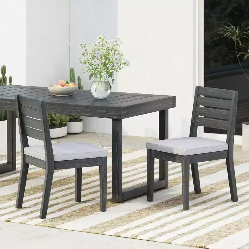 Sedia da pranzo in teak per esterni con cuscino, adatta per patii, spazi esterni, balconi, portici, giardini e verande