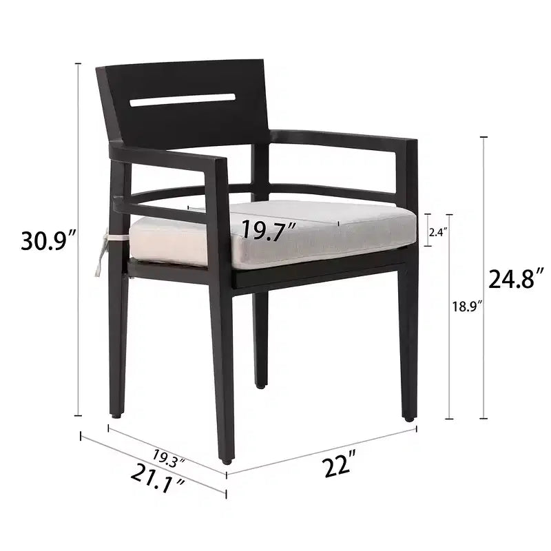 Set di 4 sedie da pranzo, sedie da pranzo da esterno, schienale ergonomico, cuscini impermeabili, gambe affusolate, ideali per giardini