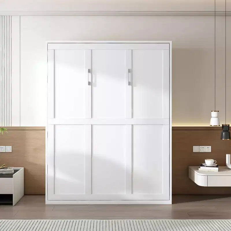 GDFStudio Elisha Letto a Scomparsa Moderno a Parete con Armadio Integrato, Sistema di Sollevamento Idraulico