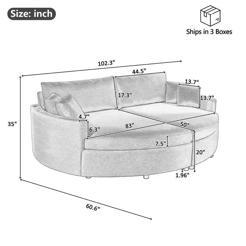 Whisen 102.3 Divano chaise longue doppio oversize e divano letto, Divano con seduta profonda