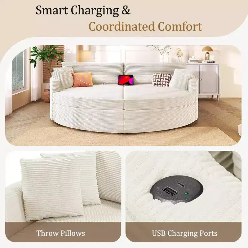 Whisen 102.3 Divano chaise longue doppio oversize e divano letto, Divano con seduta profonda