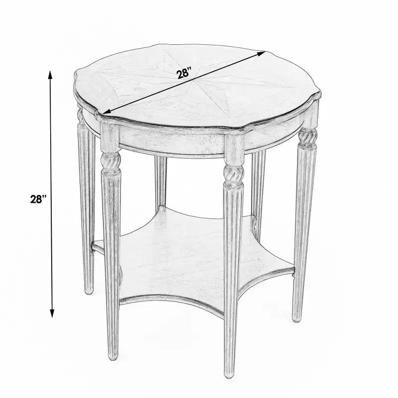 HomeRoots 28 Tavolino rotondo color beige in legno multistrato con ripiano