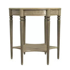 HomeRoots 28 Tavolino rotondo color beige in legno multistrato con ripiano