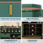 31.5 Mobile Bar Cantinetta, Mobile Bar da Caffè in Legno con Portabottiglie e Portabicchieri, Credenza Moderna a Buffet per Soggiorno Ingresso di Casa