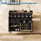 31.5 Mobile Bar Cantinetta, Mobile Bar da Caffè in Legno con Portabottiglie e Portabicchieri, Credenza Moderna a Buffet per Soggiorno Ingresso di Casa