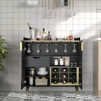 31.5 Mobile Bar Cantinetta, Mobile Bar da Caffè in Legno con Portabottiglie e Portabicchieri, Credenza Moderna a Buffet per Soggiorno Ingresso di Casa