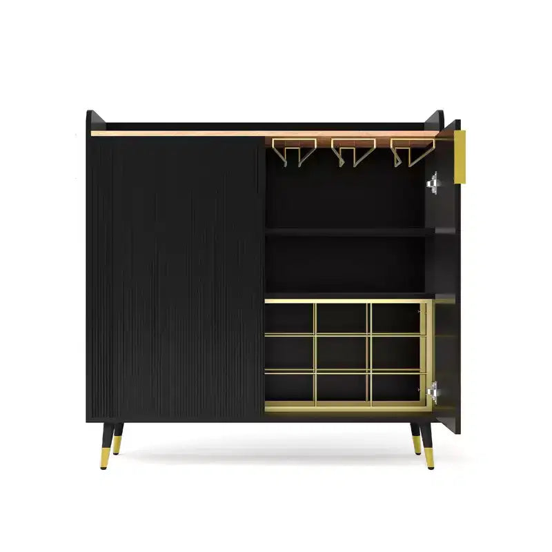 31.5 Mobile Bar Cantinetta, Mobile Bar da Caffè in Legno con Portabottiglie e Portabicchieri, Credenza Moderna a Buffet per Soggiorno Ingresso di Casa