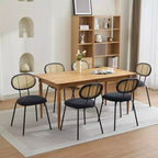 Set di 2 sedie da pranzo in metallo, sedie da cucina moderne imbottite con schienale a griglia intrecciata e robusto telaio in metallo, stile rustico, nere