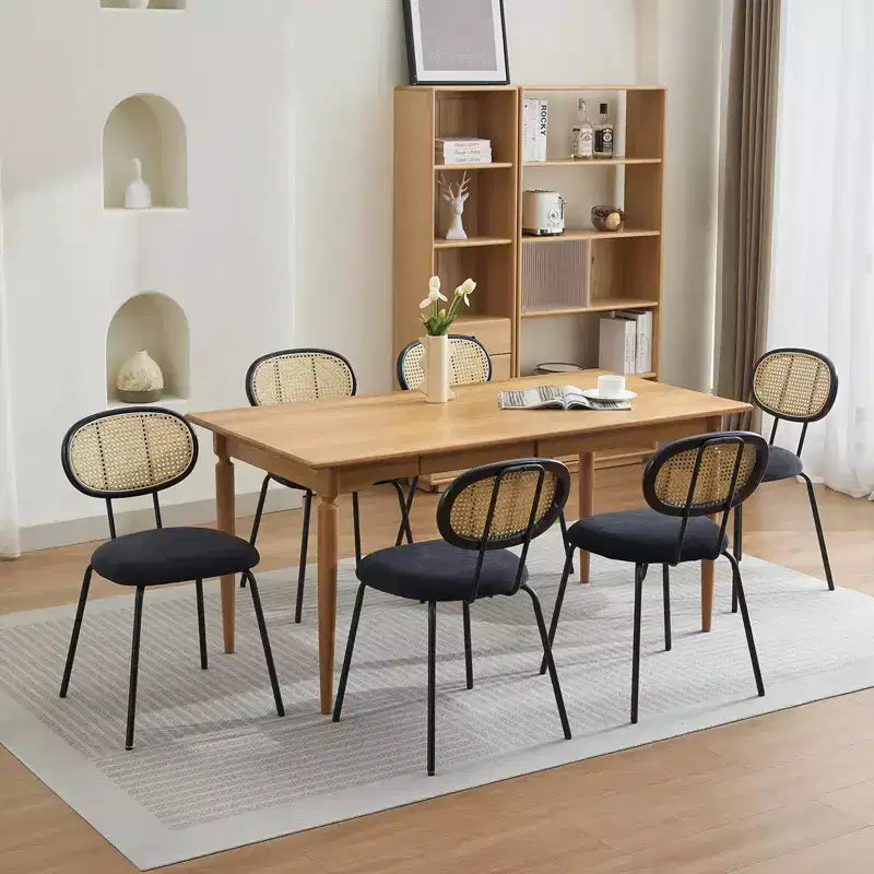 Set di 2 sedie da pranzo in metallo, sedie da cucina moderne imbottite con schienale a griglia intrecciata e robusto telaio in metallo, stile rustico, nere