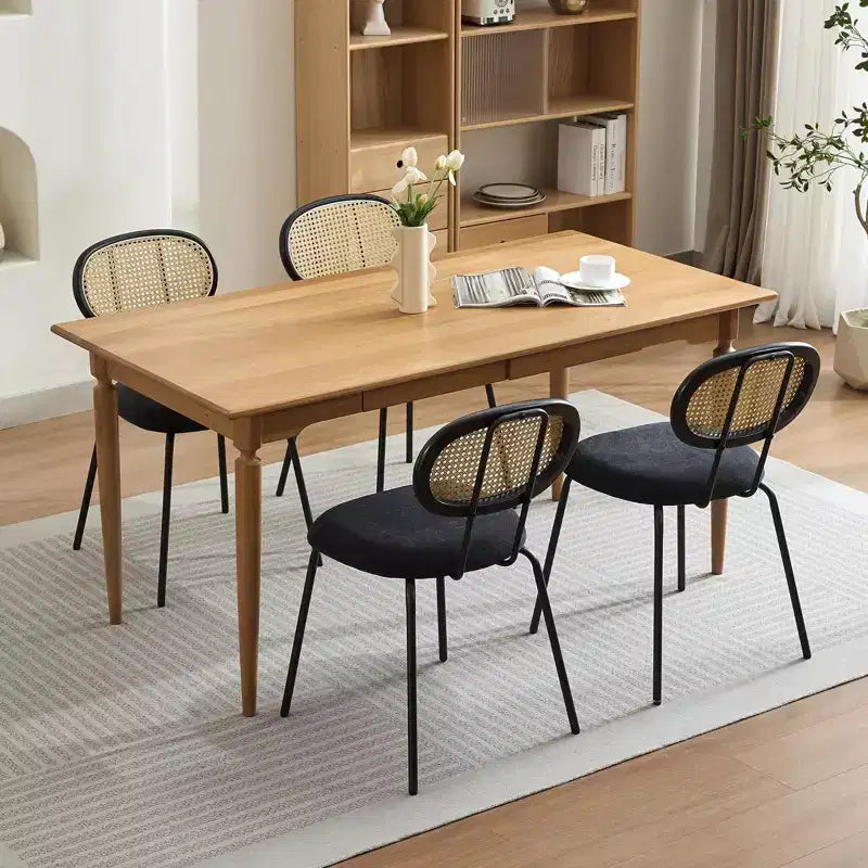Set di 2 sedie da pranzo in metallo, sedie da cucina moderne imbottite con schienale a griglia intrecciata e robusto telaio in metallo, stile rustico, nere