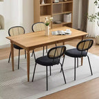 Set di 2 sedie da pranzo in metallo, sedie da cucina moderne imbottite con schienale a griglia intrecciata e robusto telaio in metallo, stile rustico, nere