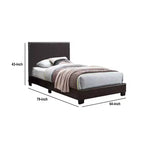 Letto matrimoniale Royal Hampton in similpelle stile transizionale con testiera imbottita, marrone scuro