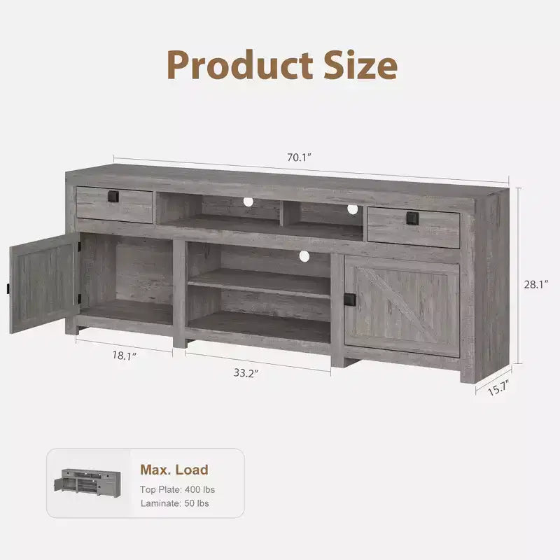 Farmhouse TV Stand Entertainment Center, for TVs up to 203.2 cm