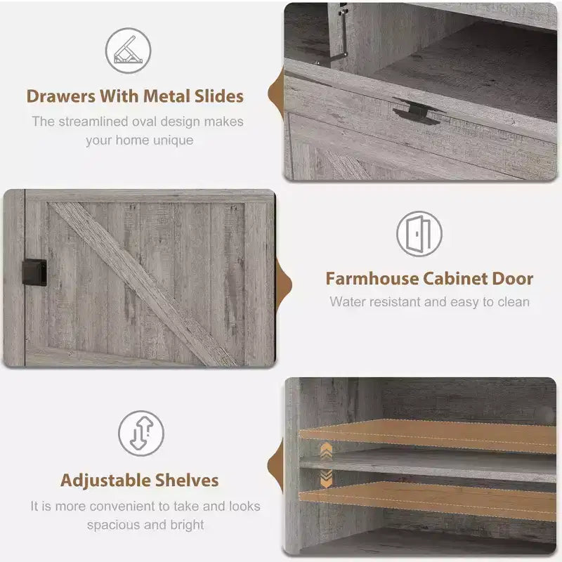 Farmhouse TV Stand Entertainment Center, for TVs up to 203.2 cm