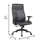 Sedia da ufficio direzionale Maxwell ad alto schienale imbottita in pelle PU, altezza e braccioli regolabili, inclinazione ginocchia e rotazione a 360°, sedia ergonomica da scrivania per computer