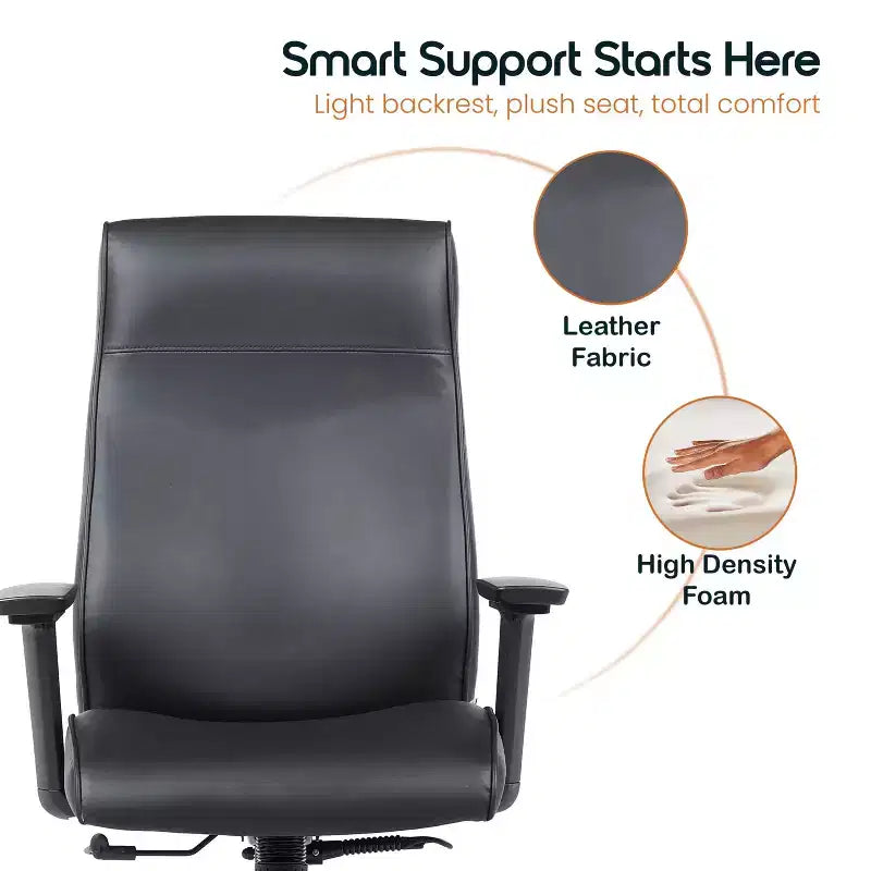 Sedia da ufficio direzionale Maxwell ad alto schienale imbottita in pelle PU, altezza e braccioli regolabili, inclinazione ginocchia e rotazione a 360°, sedia ergonomica da scrivania per computer