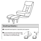 Poltrona da salotto girevole FurnitureR con pouf, poltrona reclinabile regolabile con poggiapiedi, sedia da gioco e meditazione per soggiorno camera da letto