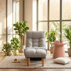 Poltrona da salotto girevole FurnitureR con pouf, poltrona reclinabile regolabile con poggiapiedi, sedia da gioco e meditazione per soggiorno camera da letto