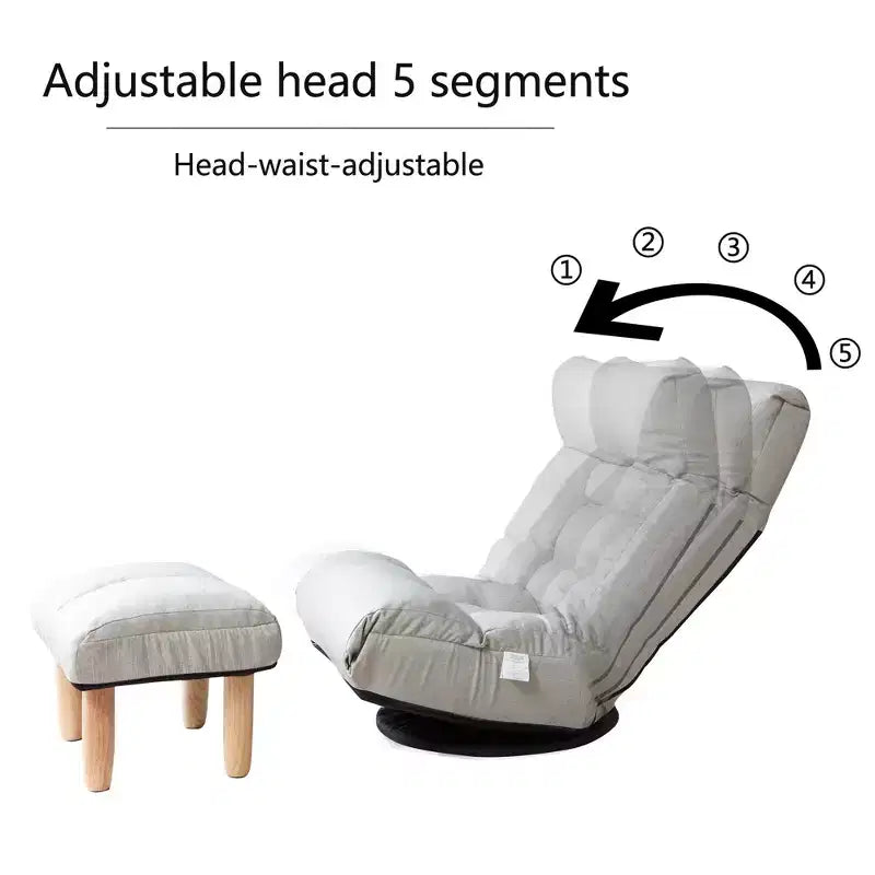 Poltrona da salotto girevole FurnitureR con pouf, poltrona reclinabile regolabile con poggiapiedi, sedia da gioco e meditazione per soggiorno camera da letto
