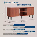 Mobile TV scanalato da 55'' con 2 ante e ripiani regolabili, Mobile TV in legno con contenitore, Tavolino console porta TV per soggiorno appartamento