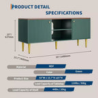Mobile TV scanalato da 55'' con 2 ante e ripiani regolabili, Mobile TV in legno con contenitore, Tavolino console porta TV per soggiorno appartamento