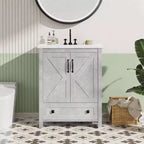 Mobile bagno moderno da 24/30 pollici con lavabo in ceramica 2 ante 1 cassetto, design contemporaneo autoportante per i vostri bagni