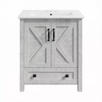 Mobile bagno moderno da 24/30 pollici con lavabo in ceramica 2 ante 1 cassetto, design contemporaneo autoportante per i vostri bagni