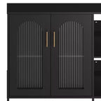 Madia Credenza Moderna in Legno con Ante in Vetro, Mobile Contenitore con Scaffali Regolabili per Cucina, Sala da Pranzo e Soggiorno