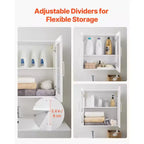 Pensile da Parete VEVOR per Lavanderia, Armadietto a Muro a 2 Livelli con Ripiano Regolabile, Mobile Contenitore con 4 Ante, Set di 2, Bianco