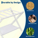Stand Pieghevole in Bambù per Valigie con Ripiano, Cinghie Durevoli in Nylon, Capacità 50 kg per Camere da Letto, Camere per Ospiti, Soggiorni, Hotel